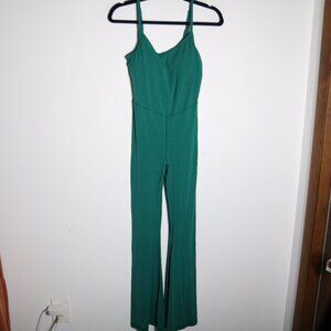 Aerie Offline Flared Legging Jumpsuit Womens Small Forest Green Stretch Yoga  br